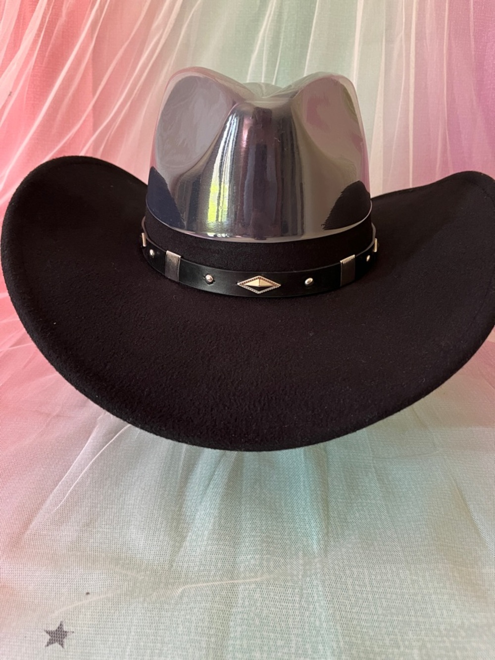 Black Women's Felt Cowboy Hat with Studded Band